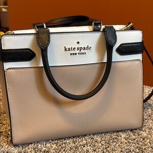 kate spade Black and Cream Satchel with Color-Blocking Design